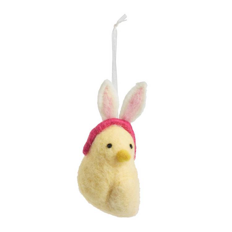 Argos Home felt chick ornament yellow with bunny ears 12cm - British product
