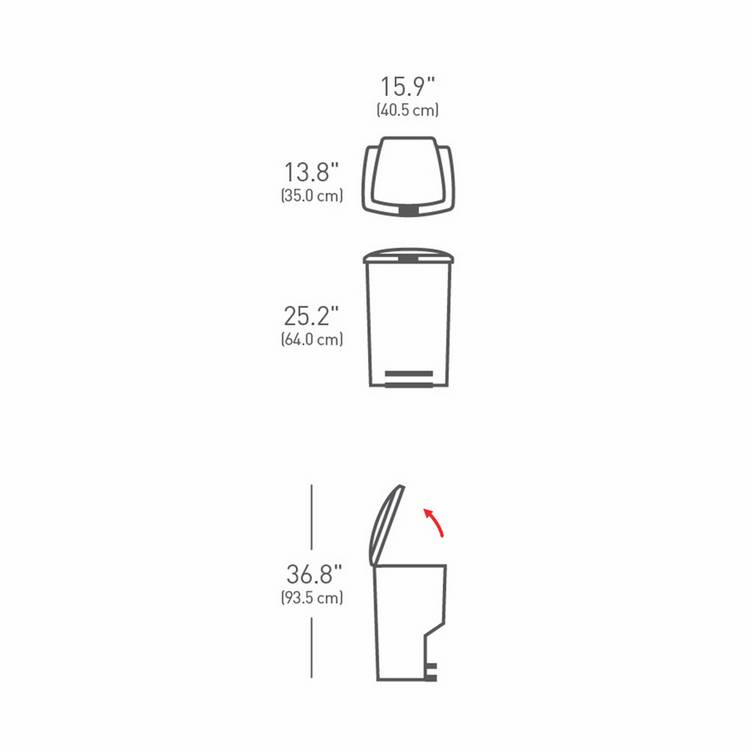 Simplehuman grey pedal bin 45 litre (British brand)