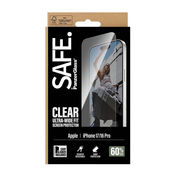 PanzerGlass SAFE screen protector for iPhone 17/16 Pro, imported from the UK