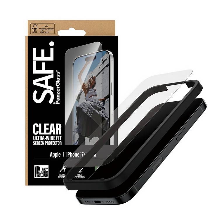 PanzerGlass SAFE screen protector for iPhone 17/16 Pro, imported from the UK