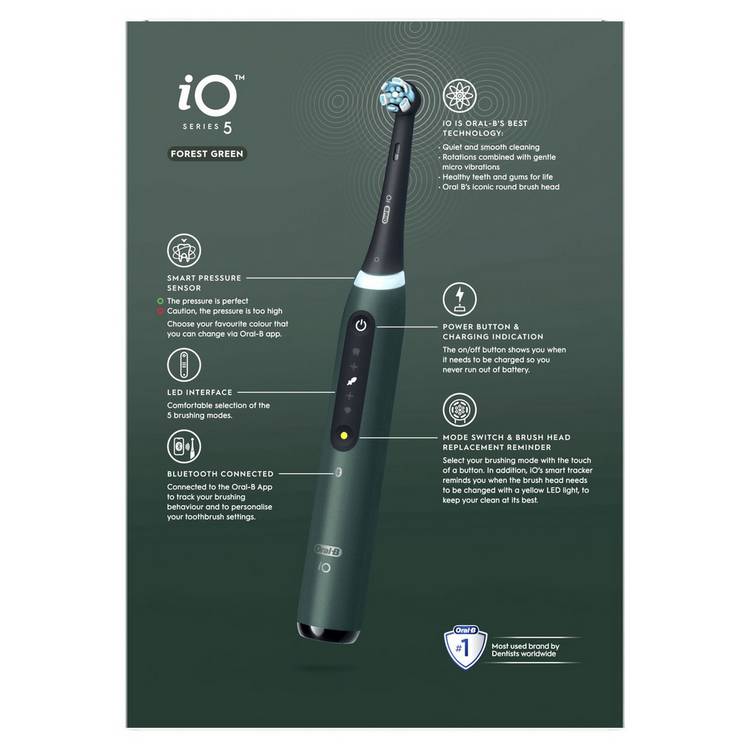 Oral-B iO 5 Special Edition Forest Green electric toothbrush, UK version