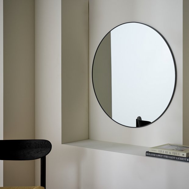 Habitat round wall mirror black aluminium 80cm (British brand)
