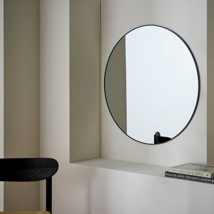 Habitat round wall mirror black aluminium 80cm (British brand)