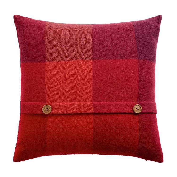 Home red herringbone check cushion 43x43cm (British brand)