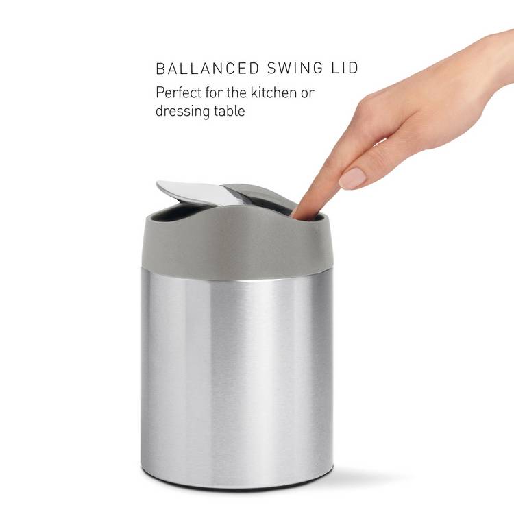Simplehuman mini waste bin stainless steel 1.5L, UK version
