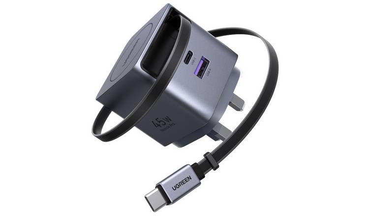 UGREEN 45W charger with retractable USB-C cable, imported from the UK
