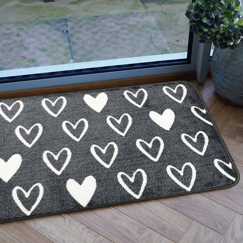 Mighty Mats doormat grey hearts 50x75cm, imported from the UK