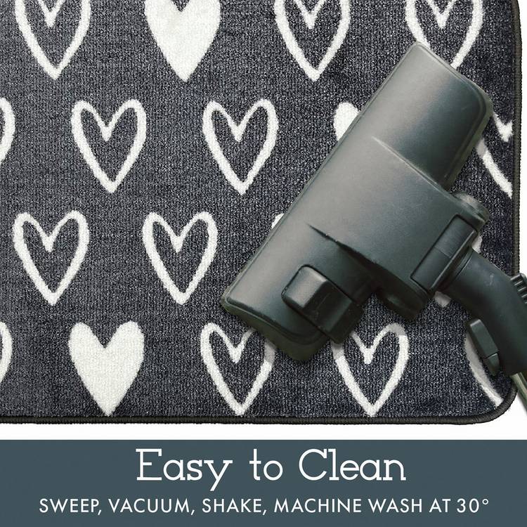Mighty Mats doormat grey hearts 50x75cm, imported from the UK