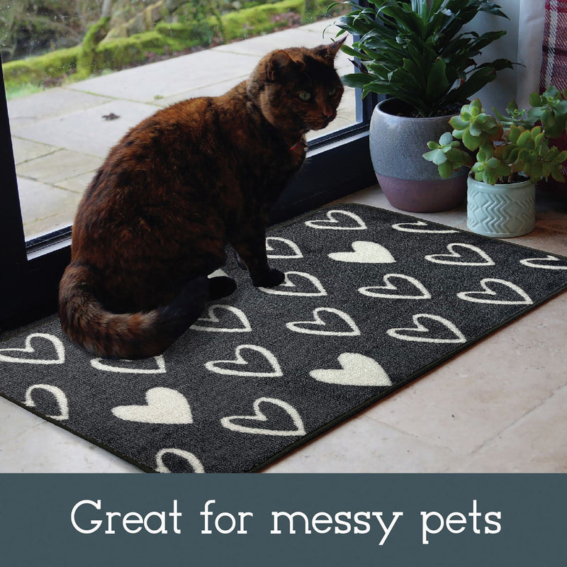 Mighty Mats doormat grey hearts 50x75cm, imported from the UK