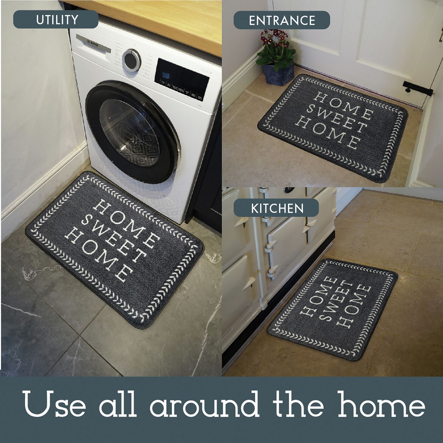 Mighty Mats washable doormat 50x75cm home sweet home (British brand)