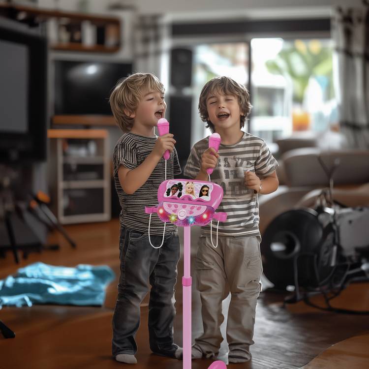 Lexibook Barbie adjustable microphone stand with two mics (British brand)
