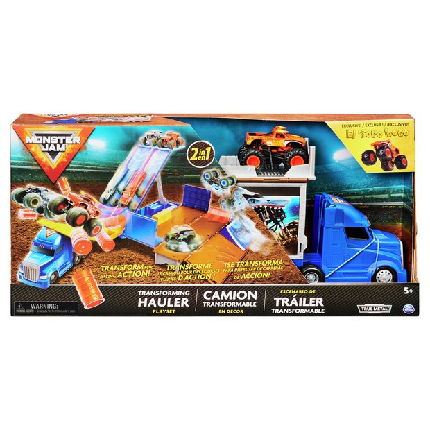 Monster Jam transforming hauler playset with El Toro Loco die-cast truck (British brand)