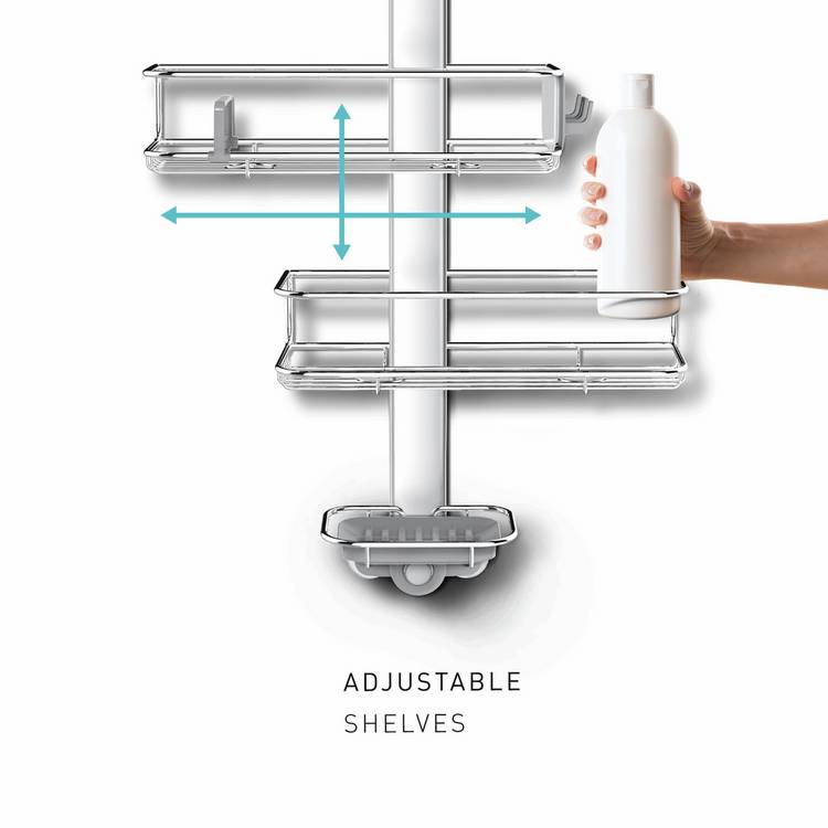 Simplehuman 2-tier overdoor shower caddy stainless steel (British brand)