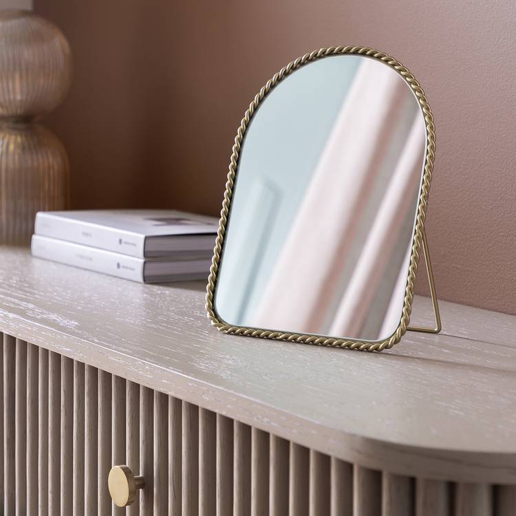 Habitat Gold Rope Twist Arch Dressing Table Mirror - 16x21cm