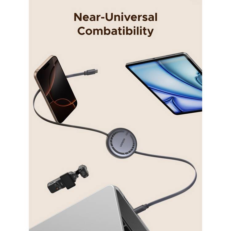 UGREEN Nexode retractable USB-C cable 1m 100W (British brand)
