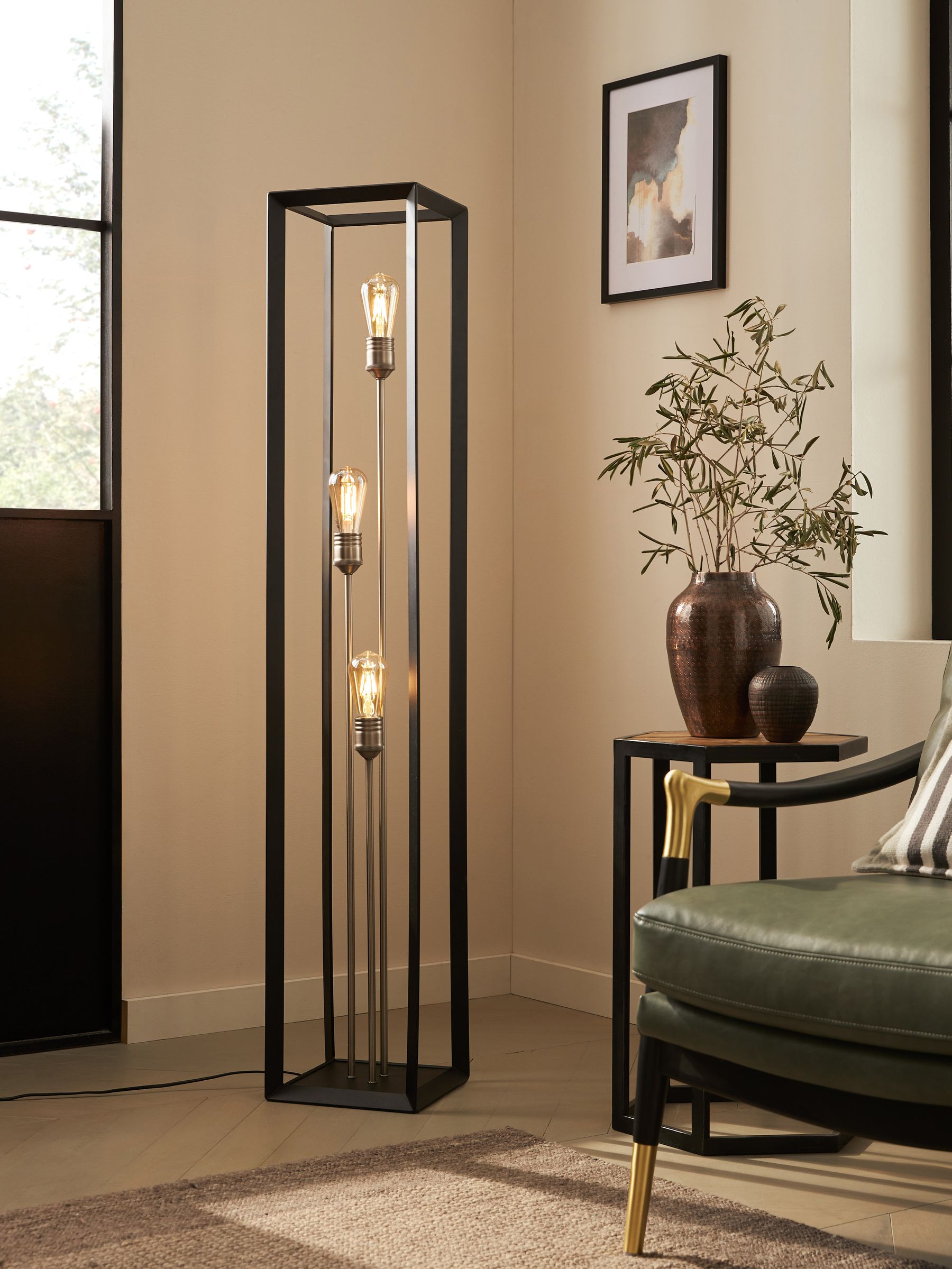 Brooklyn black floor lamp 3 light (British brand)