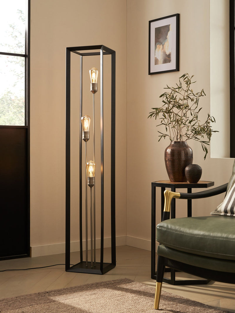 Brooklyn black floor lamp 3 light (British brand)