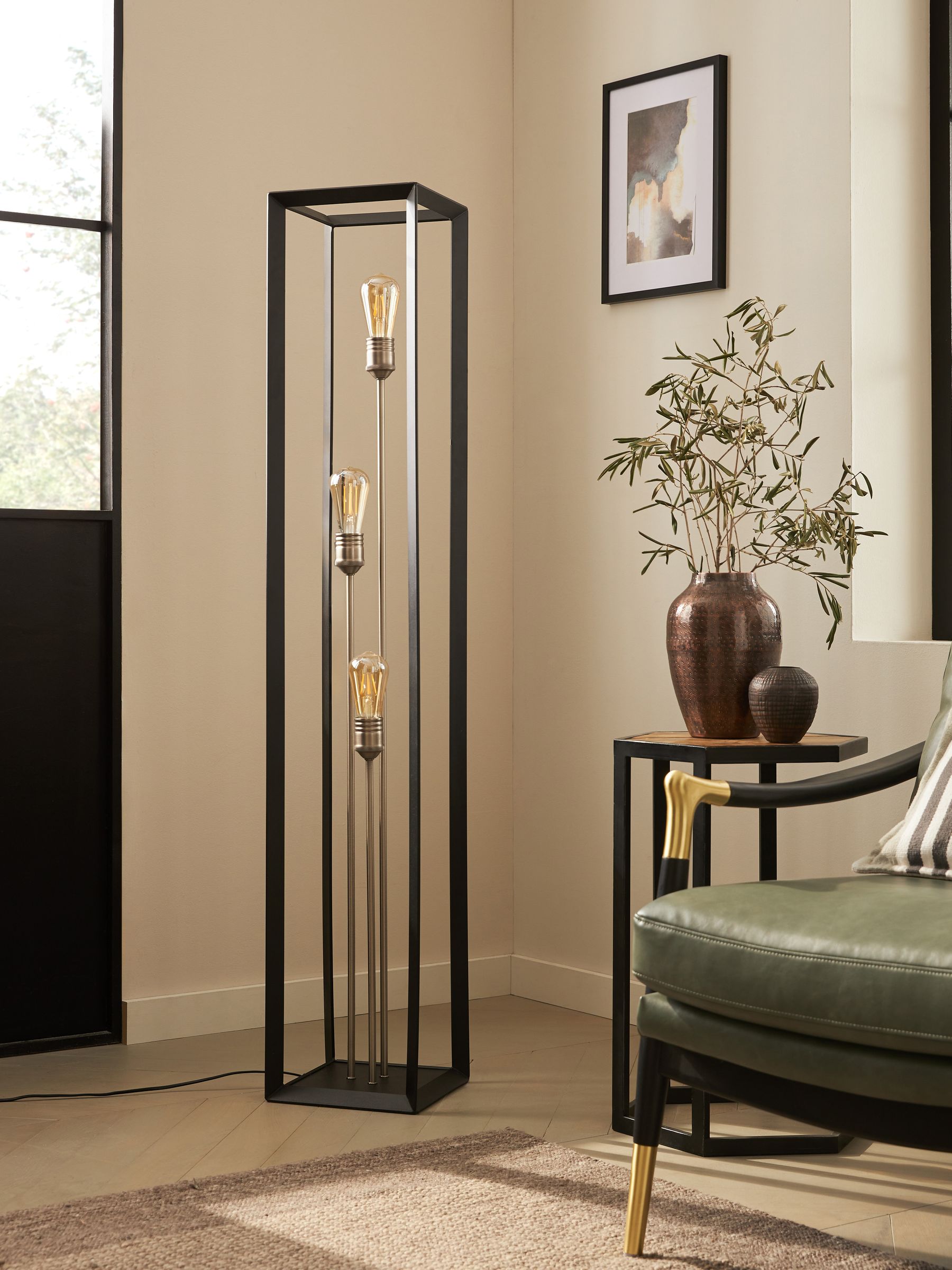 Brooklyn black floor lamp 3 light (British brand)