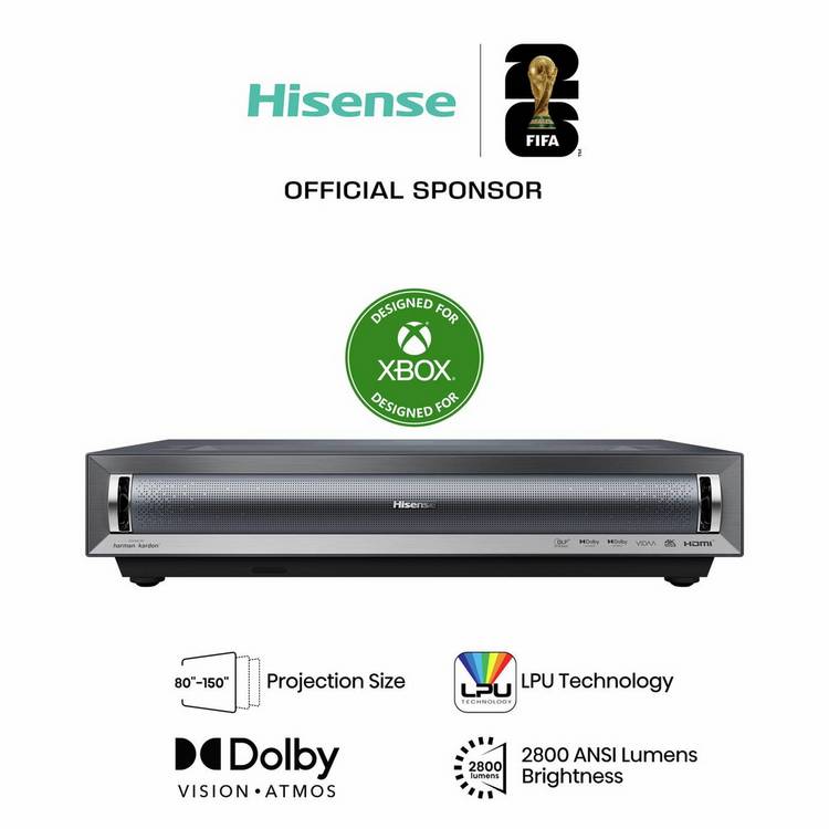 Hisense PX3TUK 4K laser projector ultra-short-throw, imported from the UK