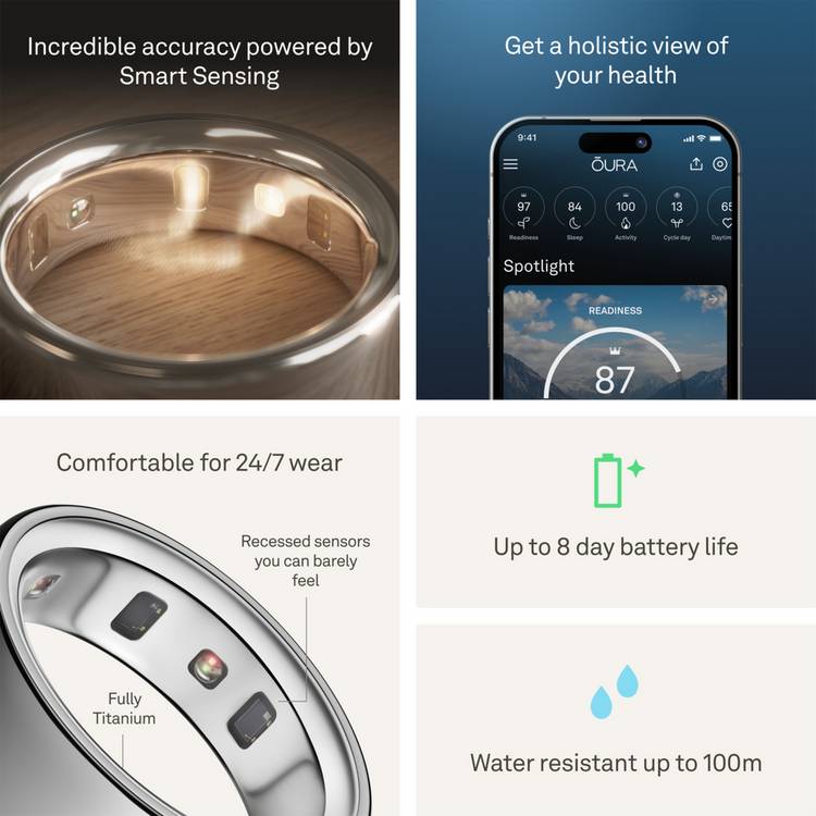 Oura smart ring Silver size 14 - British product