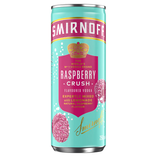 Smirnoff Ready To Drink Premix Raspberry Crush & Lemonade 250ml GOODS Sainsburys   