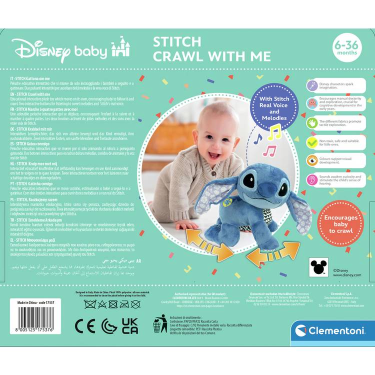 Disney Stitch Crawl with Me plush toy 23cm - British product