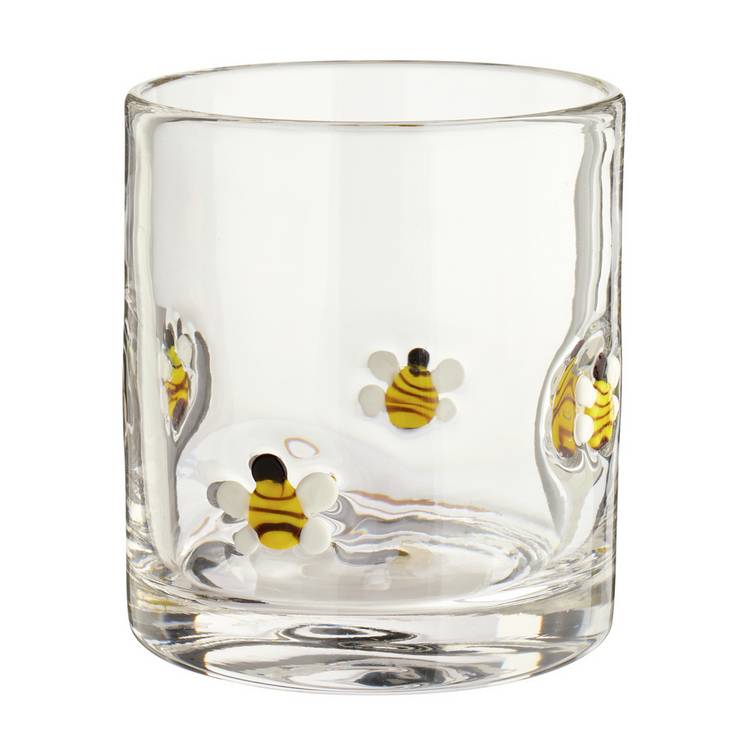 Argos Home Bee Glass Tumbler with colourful bees (British brand)