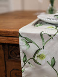 Avalon Home snowdrop and hellebore table runner 32x230cm, UK version