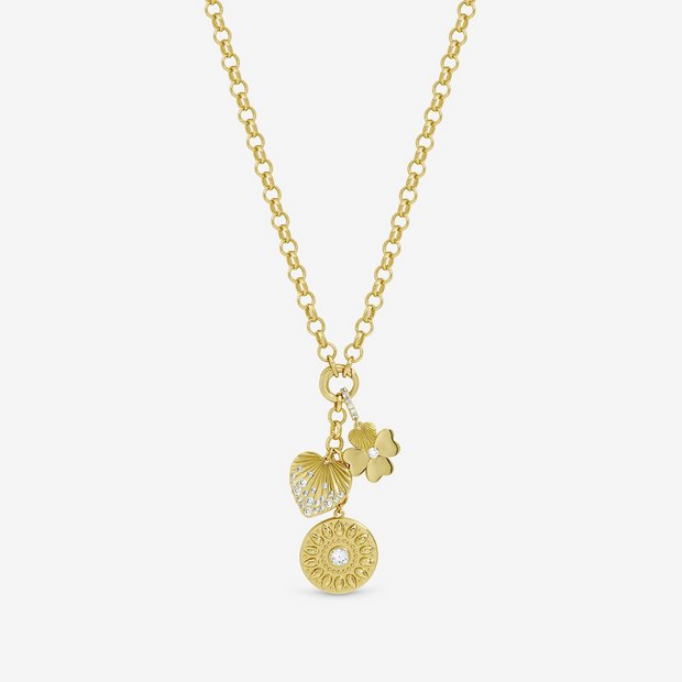 Revere Inicio gold plated multi charm necklace - British brand