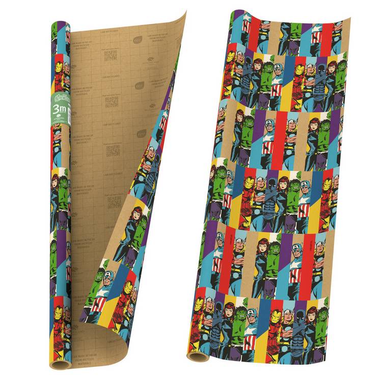 Eco Nature Marvel Avengers wrapping paper pack of 2 rolls (British brand)