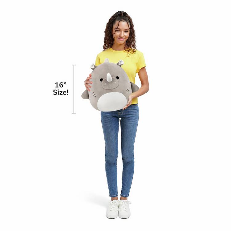 Squishmallows grey rhino shark soft toy 16 inch, imported from the UK