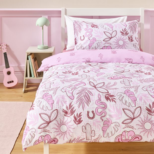 Argos Home cowgirl pink bedding set single, UK version