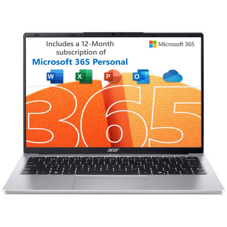 Acer Aspire Lite 14 silver laptop with Intel N150 - British product