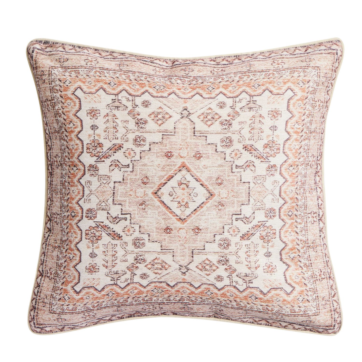 Habitat chenille cushion tapestry print cream 50x50cm, imported from the UK