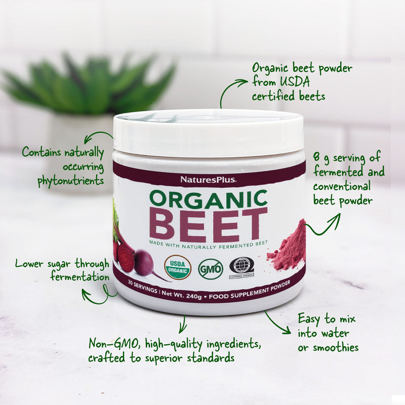 NaturesPlus organic beet powder 240g, imported from the UK