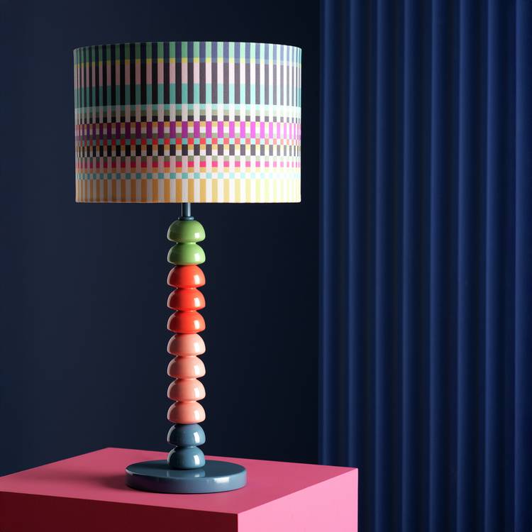 Margo Selby Buster Bobbin multicoloured table lamp, imported from the UK