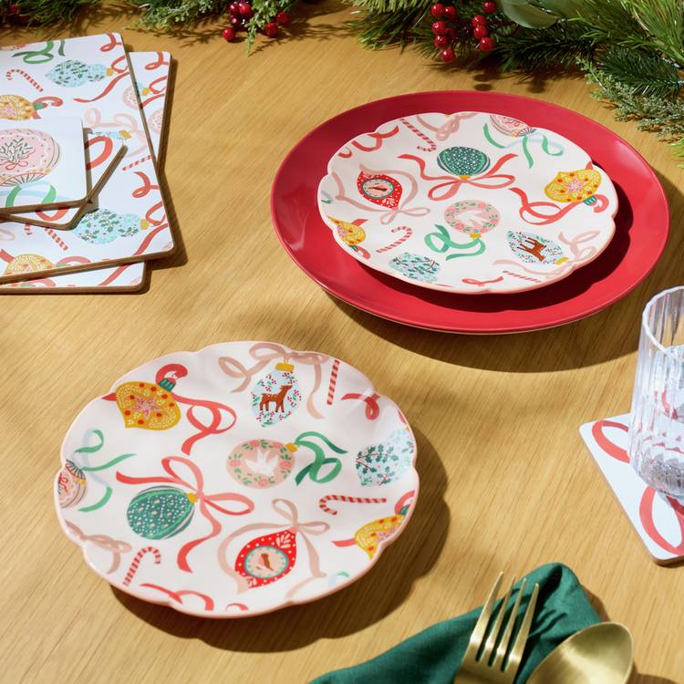 Argos Home bow bauble side plates set of 2 (British brand)