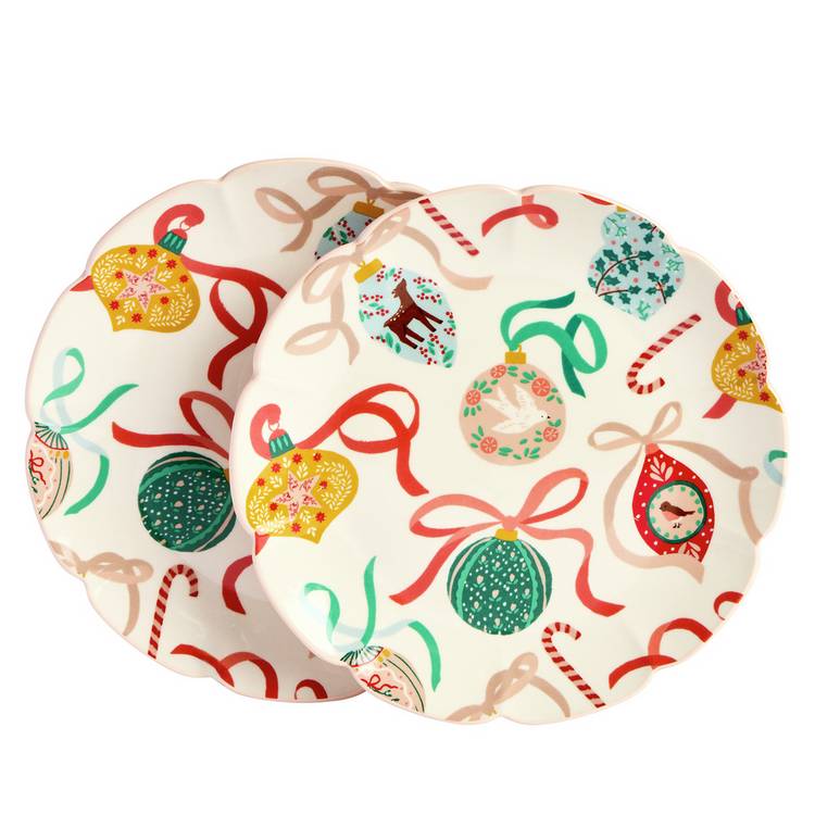 Argos Home bow bauble side plates set of 2 (British brand)