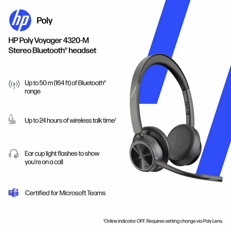 HP Poly Voyager 4320 wireless headset (British brand)