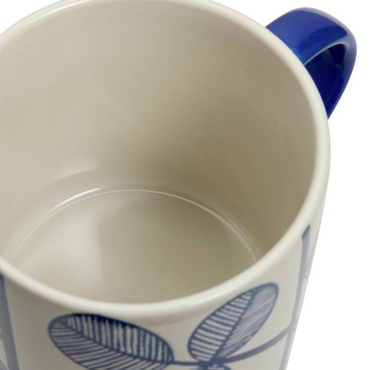 Habitat blue leaf stoneware mugs set of 4 - British product