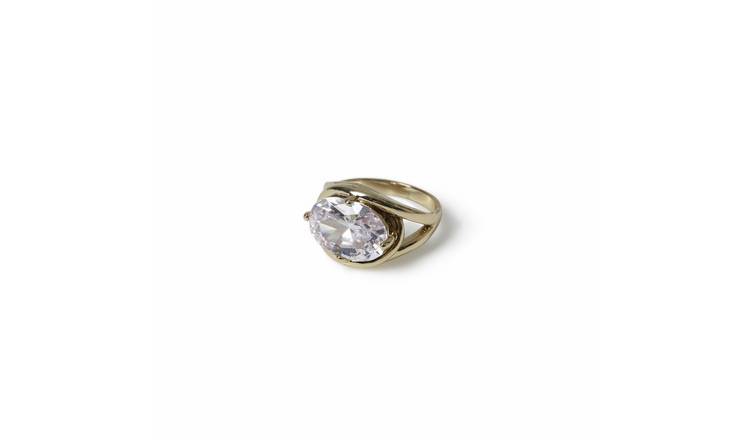 Freedom gold tone crystal ring size M, imported from the UK