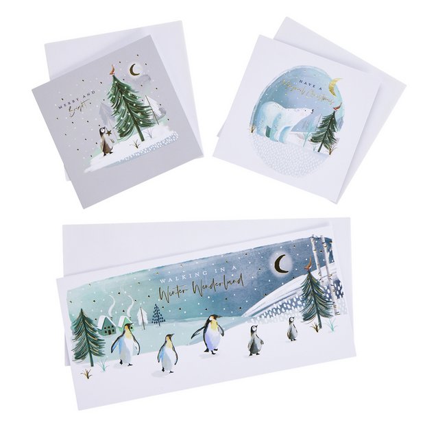 Argos Home winter scene Christmas cards multipack 20 count (British brand)