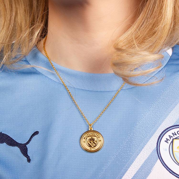 Manchester City FC pendant necklace gold finish crest 45cm, UK version