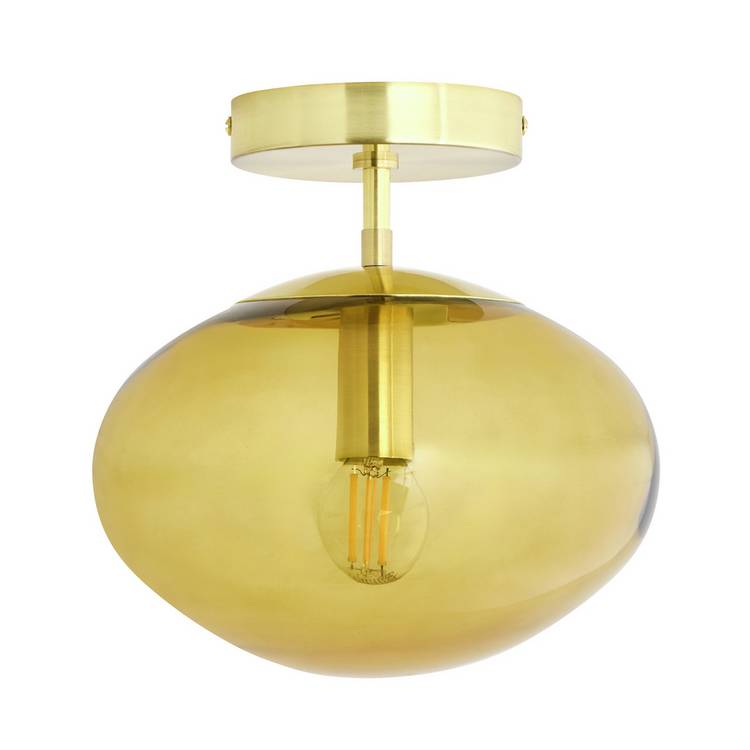 Habitat honey glass pendant light 24cm amber shade, imported from the UK