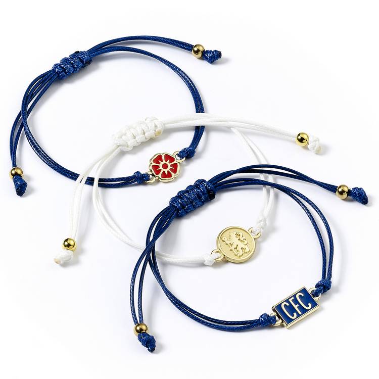 Chelsea FC friendship bracelet set adjustable cord zinc alloy charms, UK version