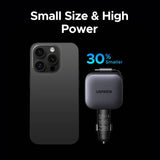 UGREEN 90W car charger with retractable USB-C cable (British brand)