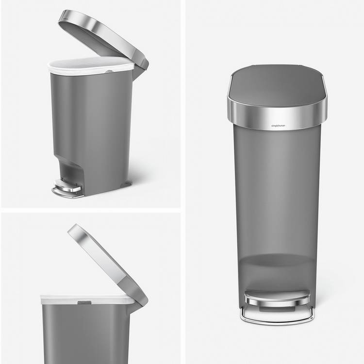Simplehuman slim pedal bin grey 40 litre (British brand)