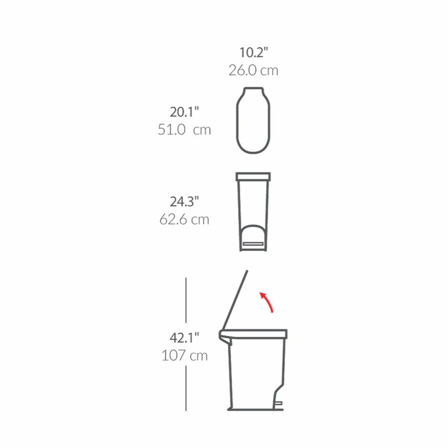 Simplehuman slim pedal bin grey 40 litre (British brand)