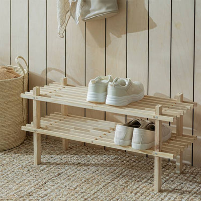 Argos Argos Home 2 Shelf Stackable Shoe Rack - Solid Pine- Buy online at McGrocer