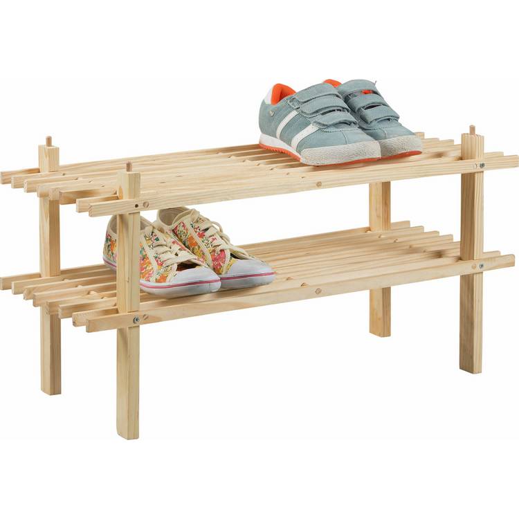 Argos Home shoe rack stackable solid pine, imported from the UK